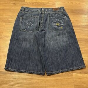 VTG Marithe Francois Girbaud Jean Shorts 36 Fits 34 Baggy Embroidered Jorts‎ Y2K